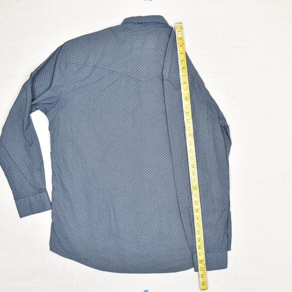 Rafter C Men Pearl Snap Shirt Geometric Long Sleeve Cotton Blue Size M Pro Flex - Picture 6 of 8